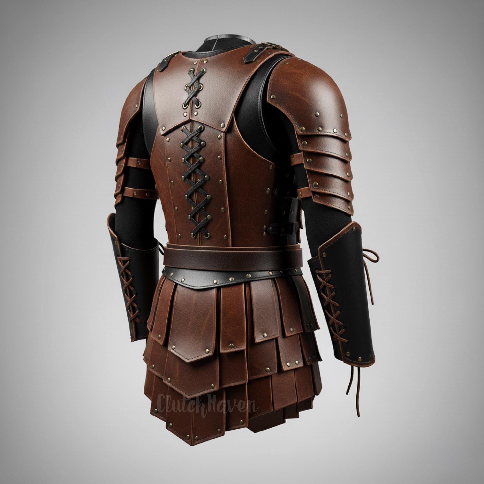 Valiant Knight Lederharnisch-Set | Mittelalterlicher Krieger Brustpanzer Rock