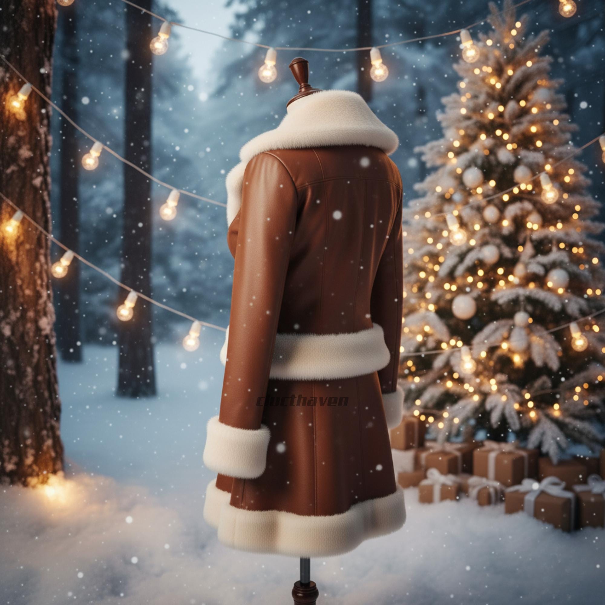 Damen braunes Leder Weihnachtskostüm