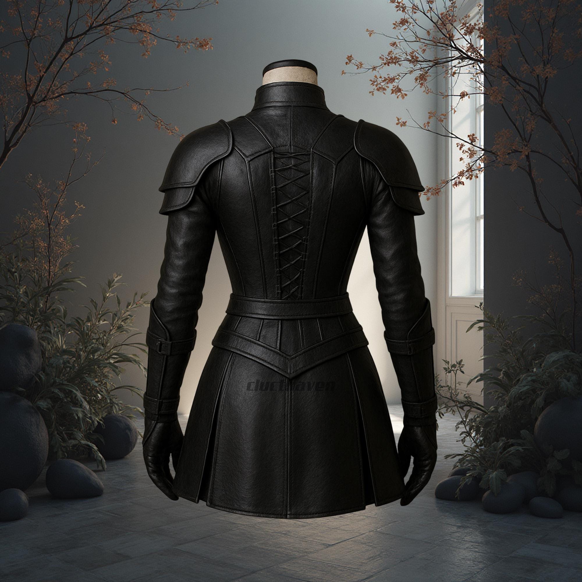 Women's Black Leather Armor Costume | Gothic Fantasy Outfit