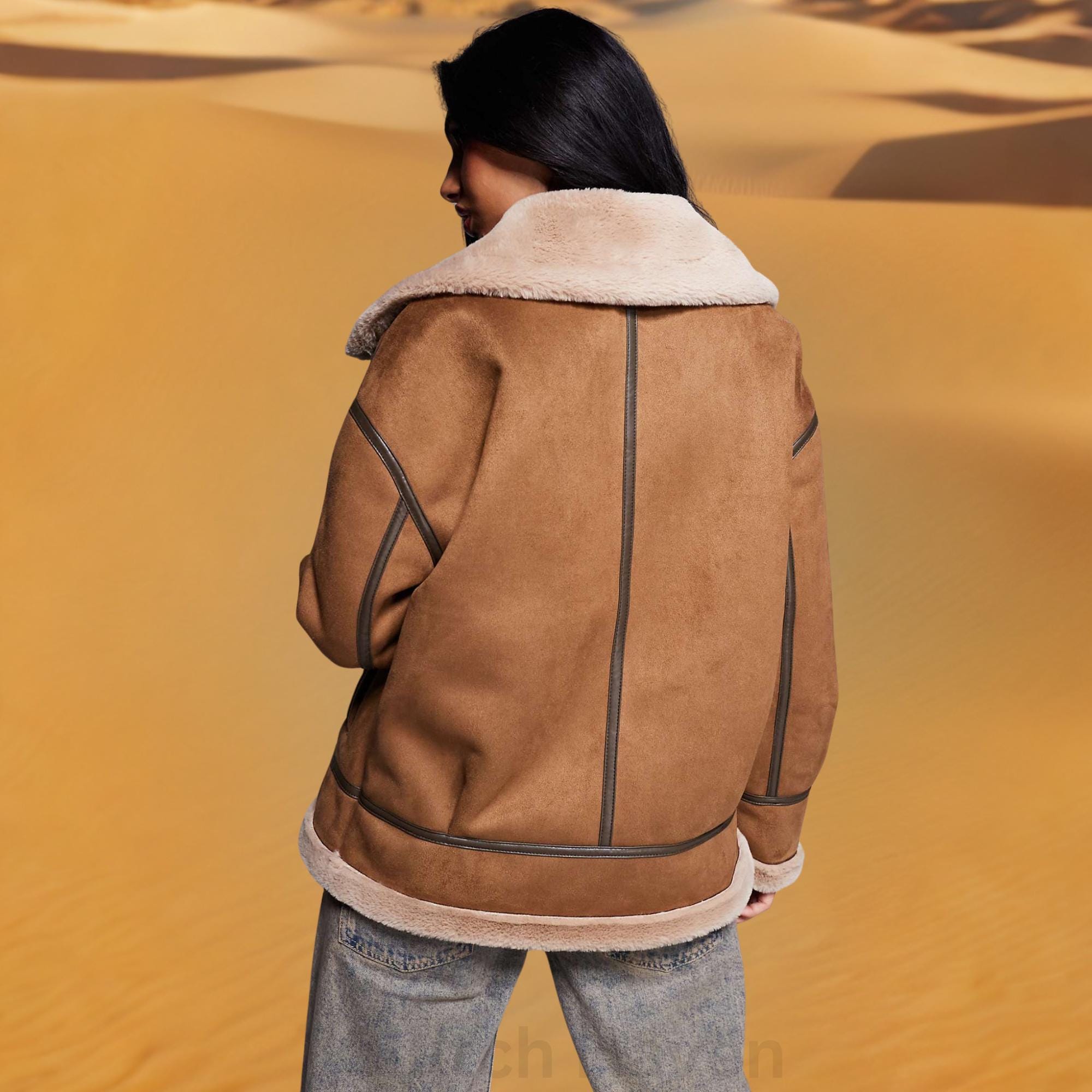 Women’s Genuine Suede Leather Shearling Jacket